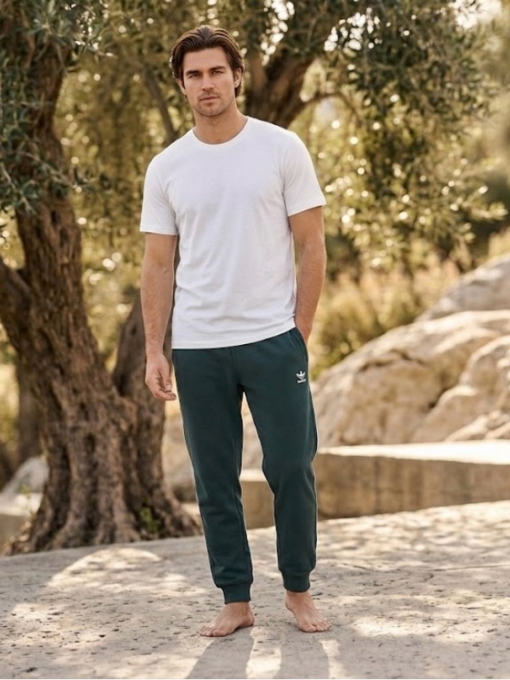 adidas Dark Teal Trefoil Sweatpants for Men